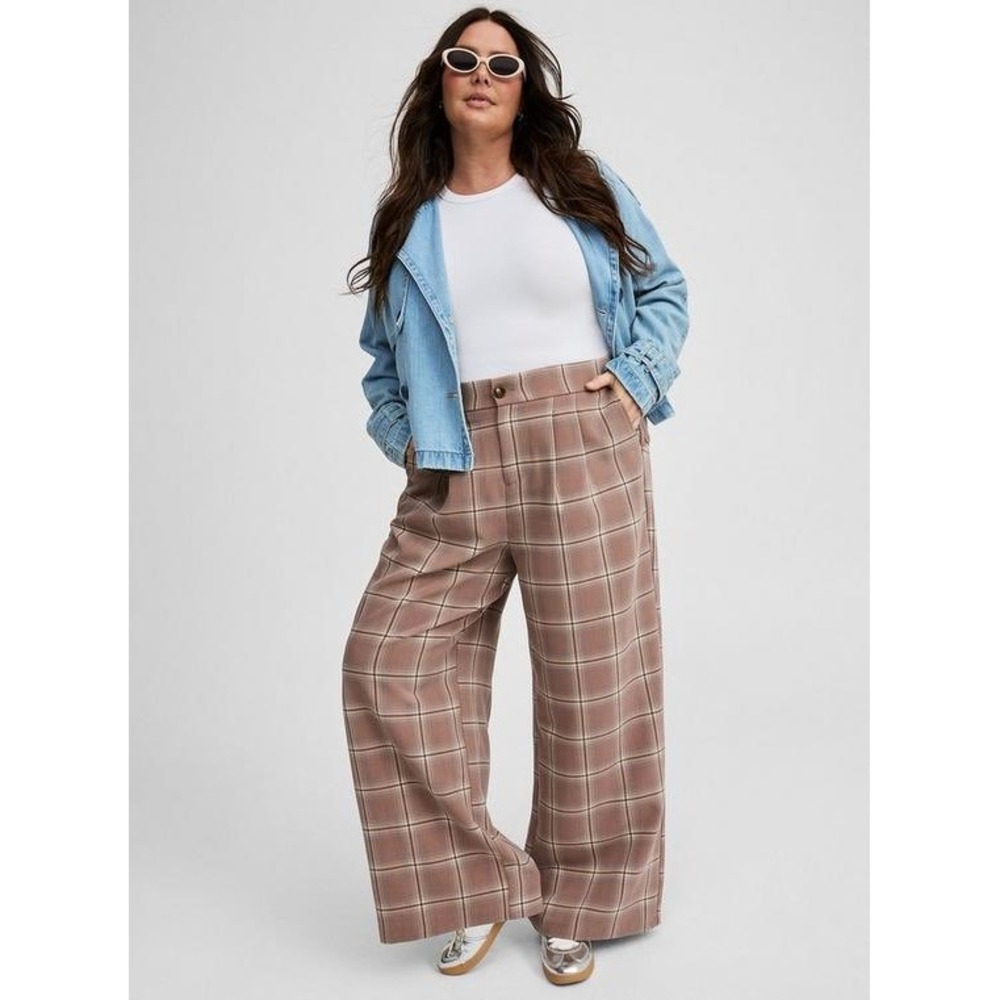 Studio by Torrid Pants Womens 22S Wide Leg Plaid Brown EUC